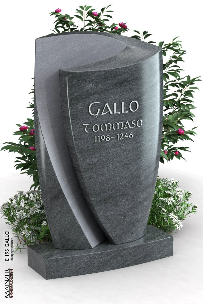 Visualisierung des Einzelgrabsteins E 195 GALLO im Material Carbon Grey.